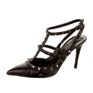 Valentino Studded Leather T-Strap Pumps